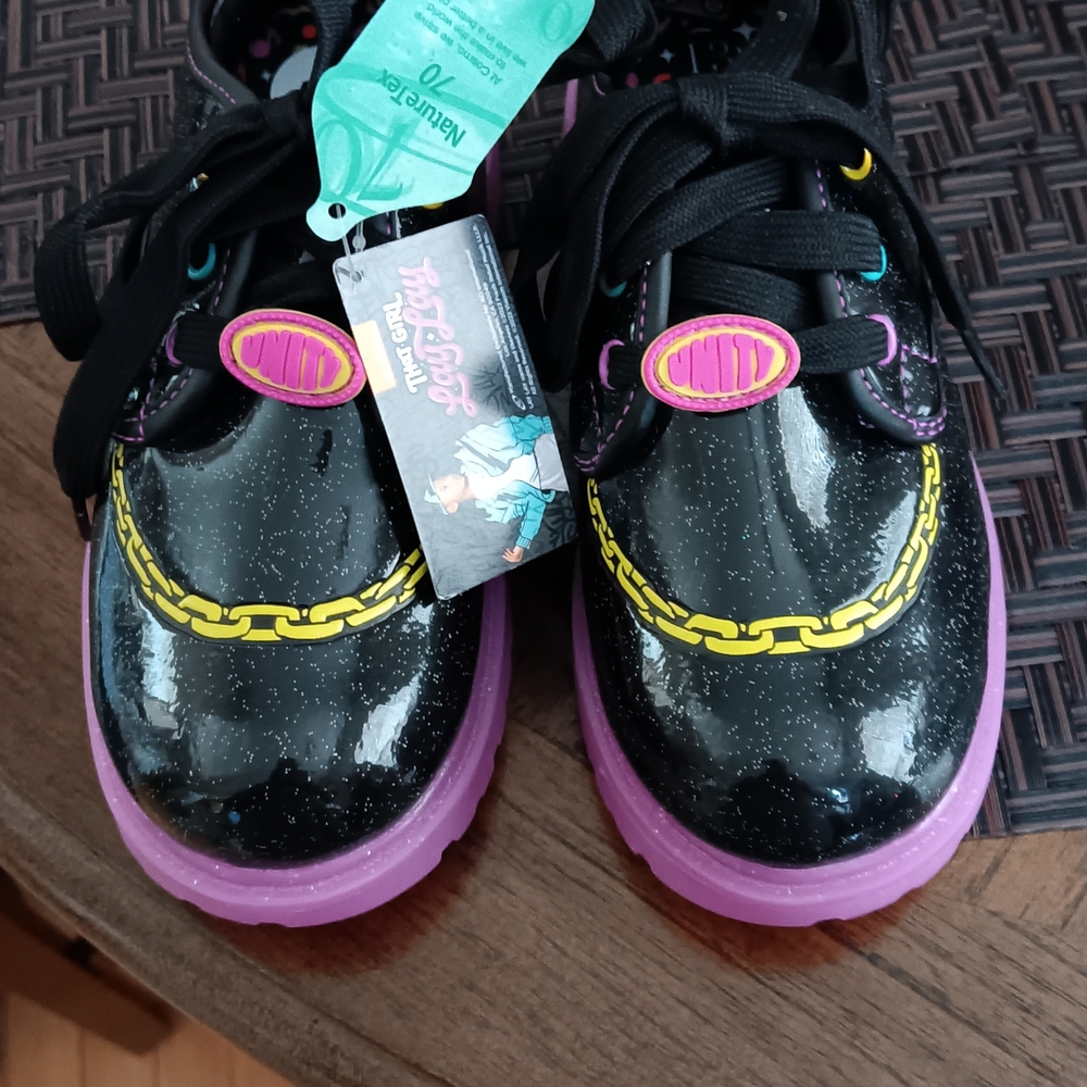 Vibrant Black and Purple Kids Sneakers